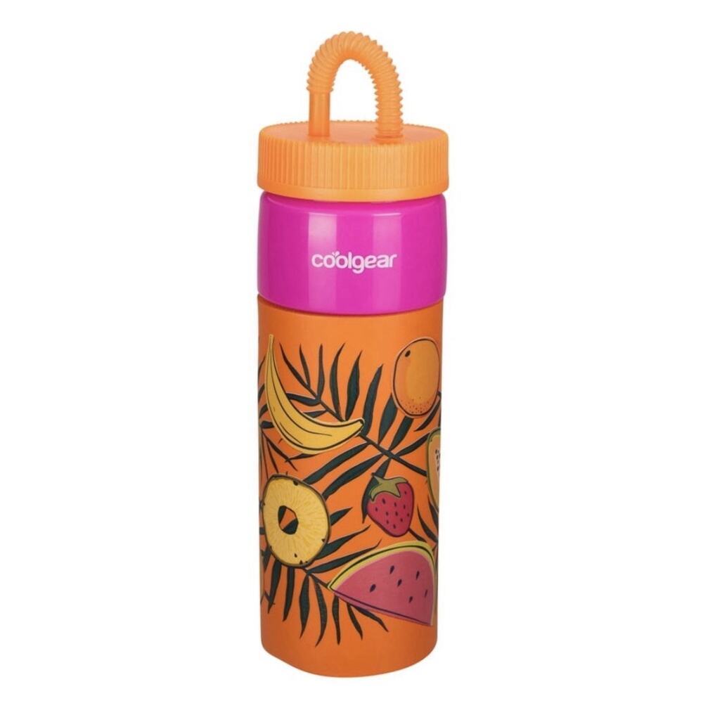 Cool Gear 24 oz Plastic Retro Foam Grip Water Bottle Orange, Fruit
